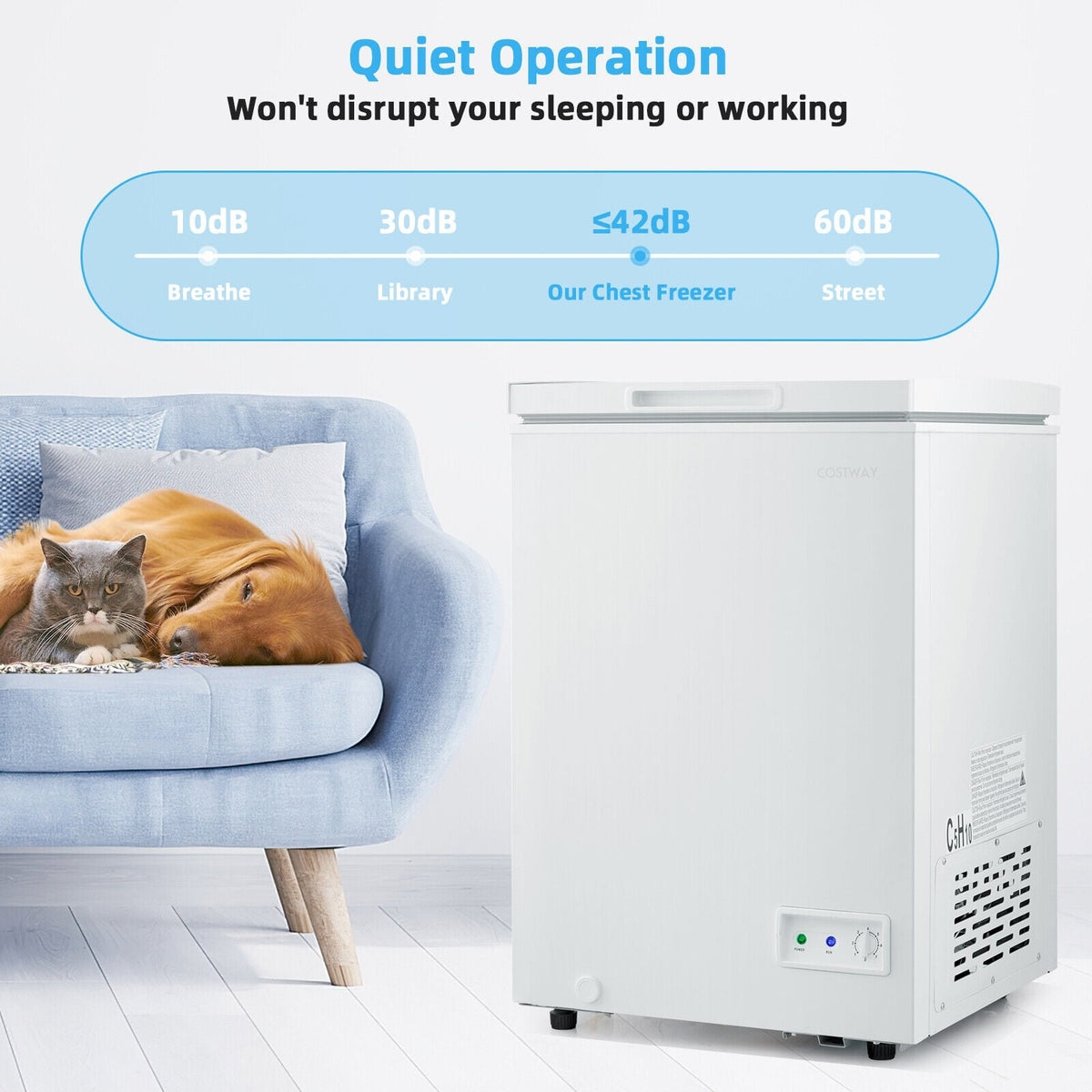 3.5/5 Cu.ft Compact Chest Freezer with Removable Storage Basket-3.5 Cubic-Freezers-DECOROLALA