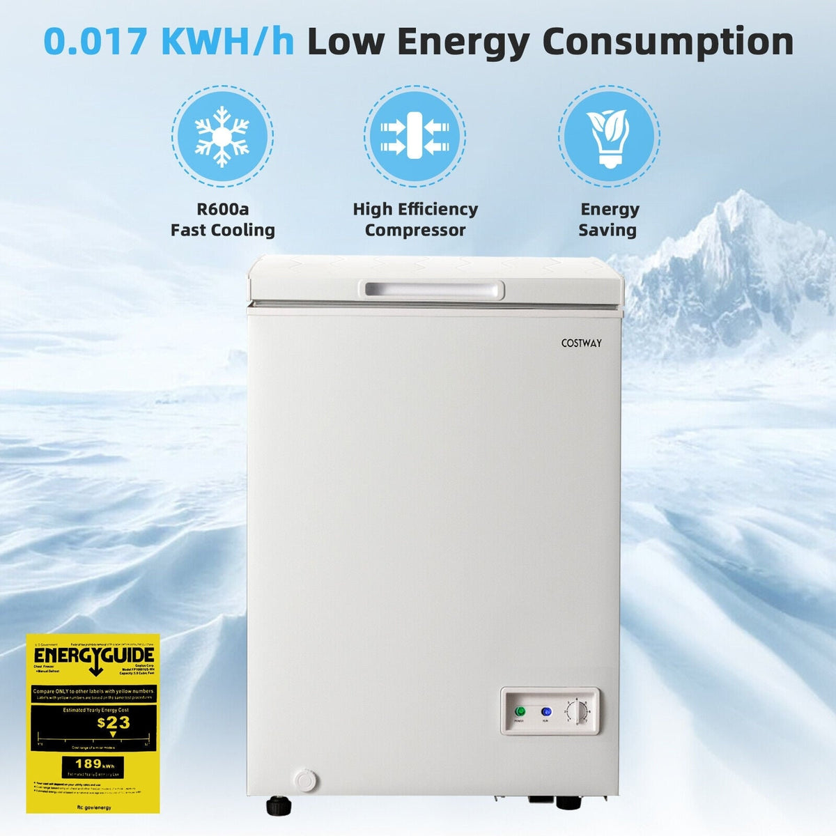 3.5/5 Cu.ft Compact Chest Freezer with Removable Storage Basket-3.5 Cubic-Freezers-DECOROLALA