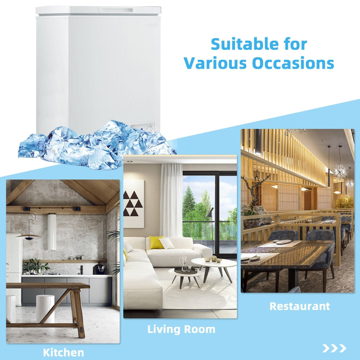3.5/5 Cu.ft Compact Chest Freezer with Removable Storage Basket-3.5 Cubic-Freezers-DECOROLALA