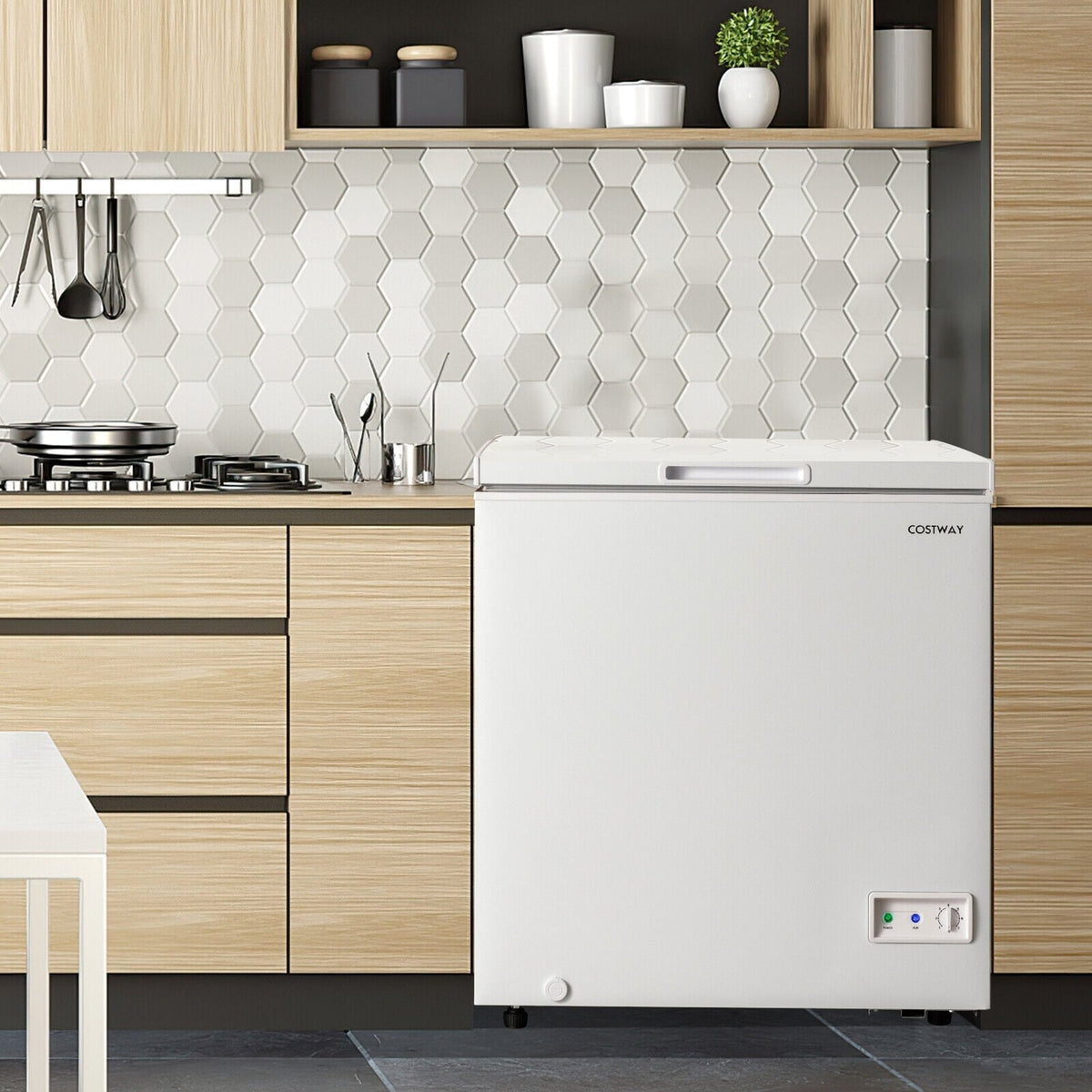 3.5/5 Cu.ft Compact Chest Freezer with Removable Storage Basket-5 Cubic Feet-Freezers-DECOROLALA