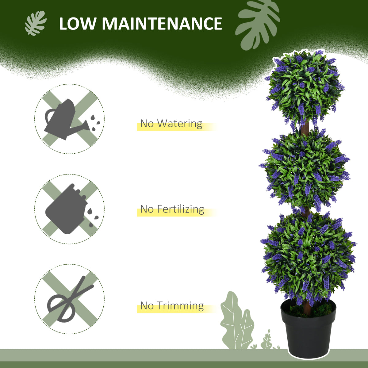 3.5ft Set of 2 Artificial Plants, Lavender Flowers Ball Trees with Pot, for Home Indoor Outdoor Decor-Artificial Trees-DECOROLALA
