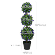 3.5ft Set of 2 Artificial Plants, Lavender Flowers Ball Trees with Pot, for Home Indoor Outdoor Decor-Artificial Trees-DECOROLALA