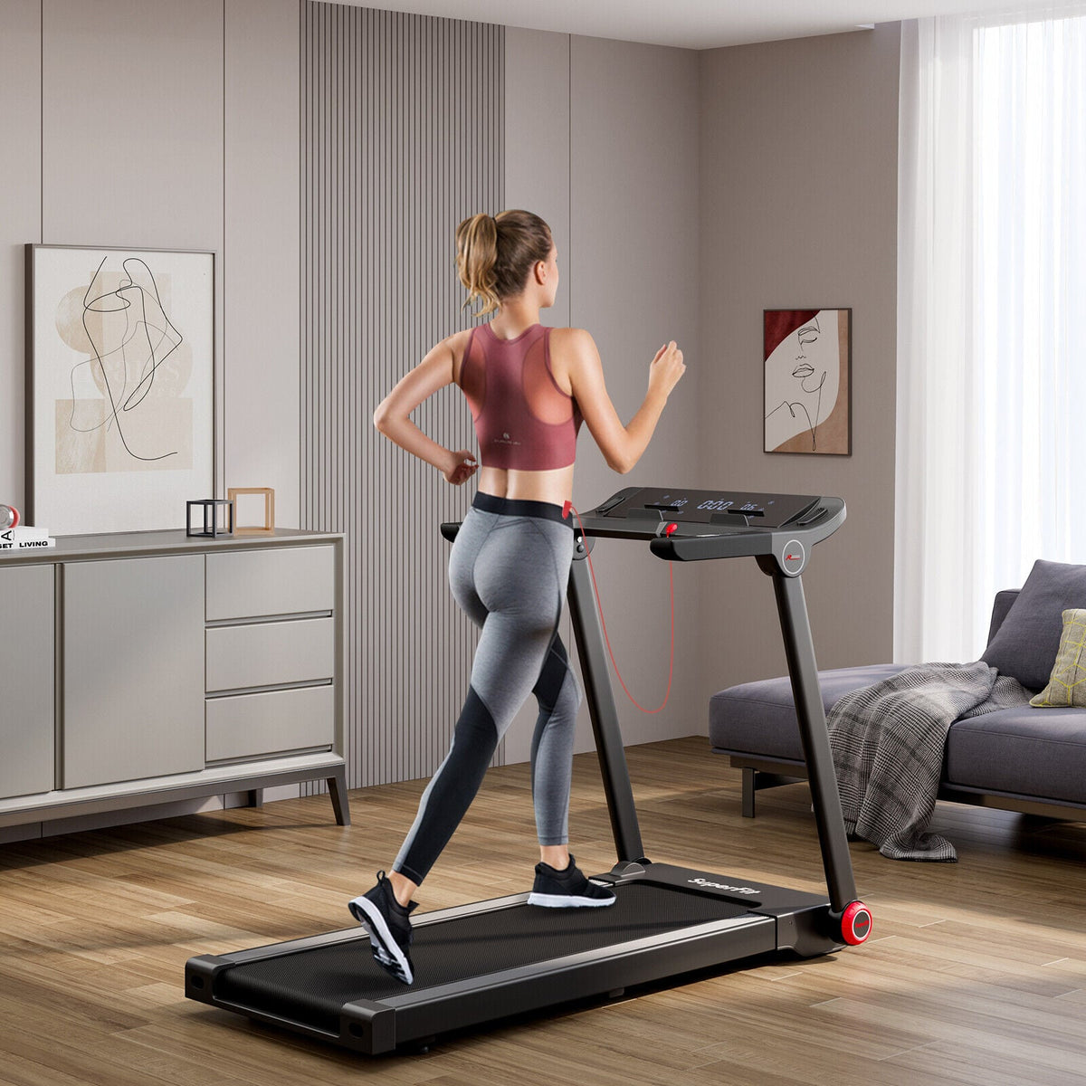 3.75HP Folding Treadmill with APP and 12 Preset Programs-Treadmills-DECOROLALA