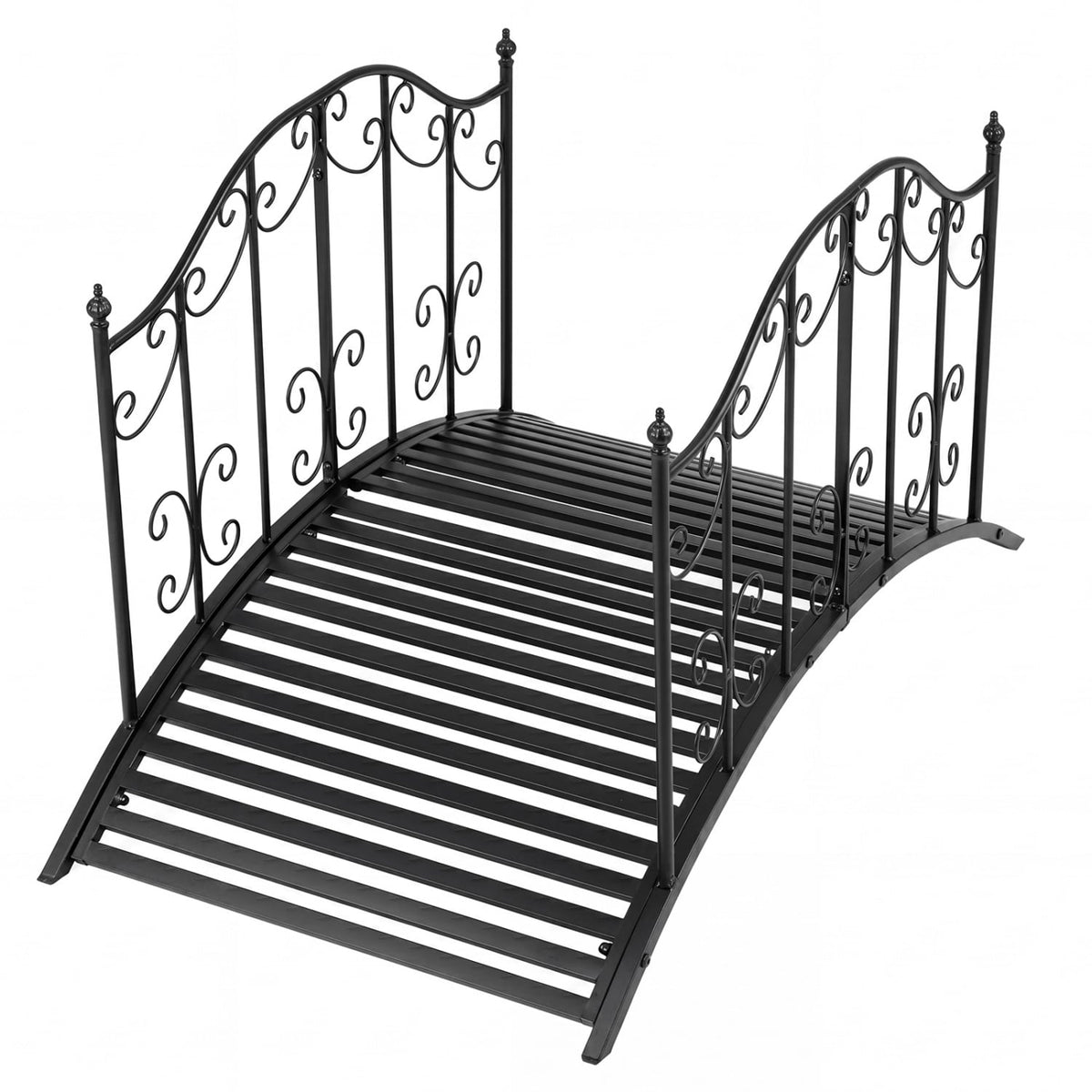3.9 ft Garden Metal Bridge with Dual Patterned Side Rails-Outdoor Decor-DECOROLALA