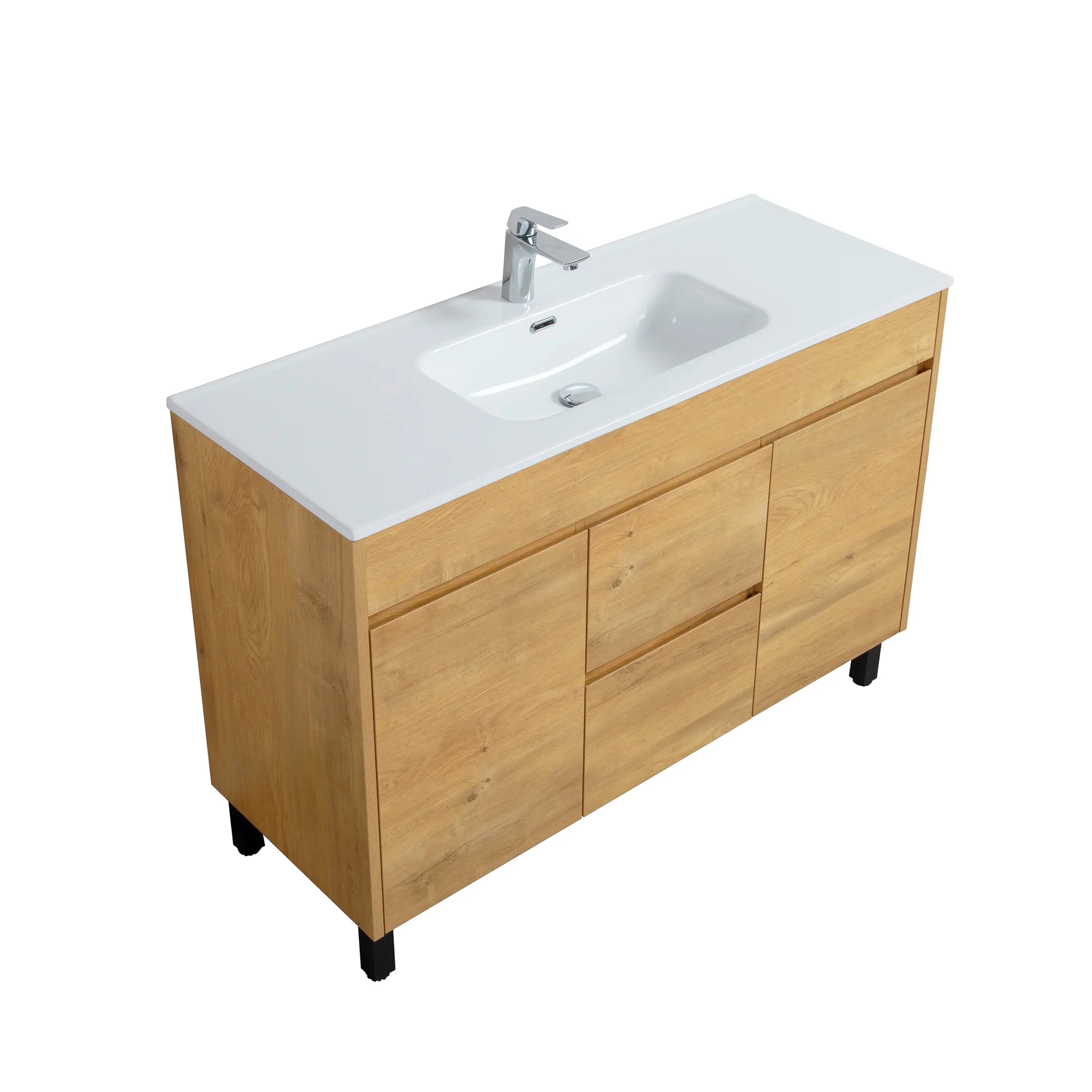 48" Frosted Oak Freestanding Bathroom Vanity with White Ceramic Countertop