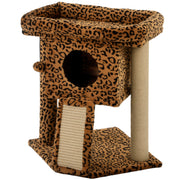 Cat Tree, Small Cat Tower with Perch, Scratching Post, Cat Condo, Toy Ball for Kitty, Leopard Print