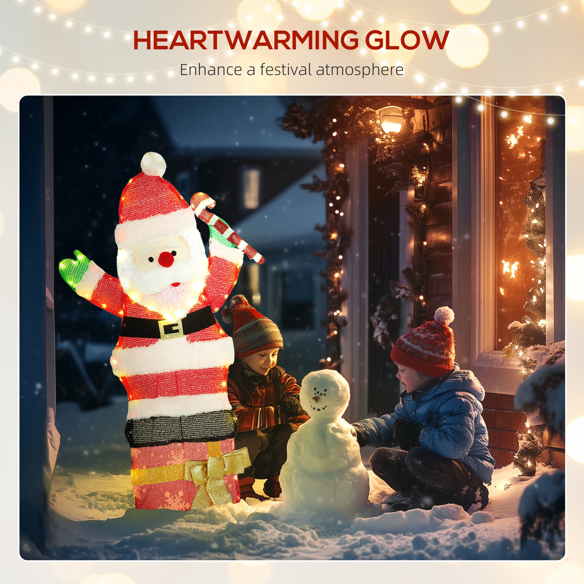 3ft Lighted Santa Claus - 97 LED Outdoor Christmas Decor-Home Furnishings > Holiday & Seasonal > Christmas Decorations-DECOROLALA