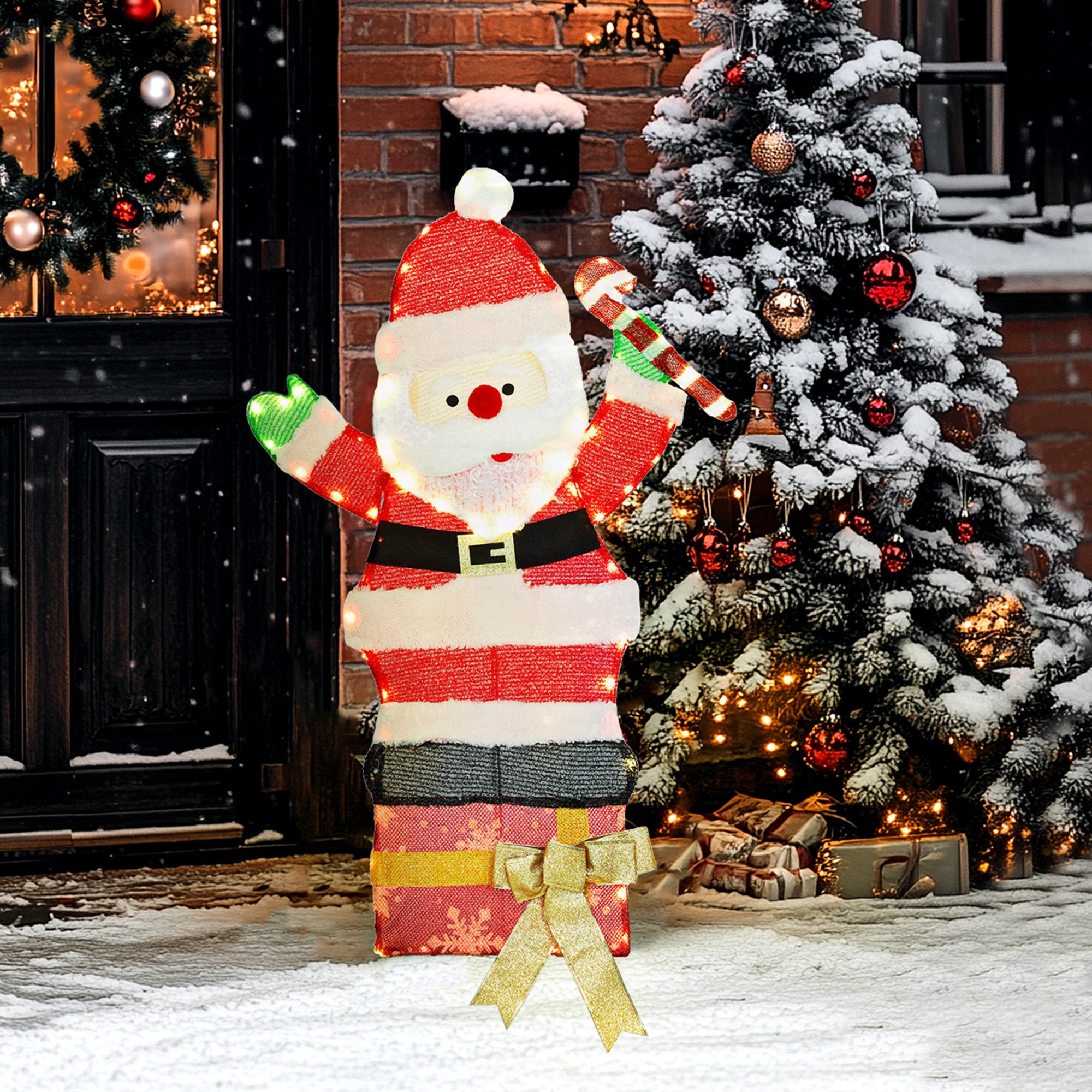 3ft Lighted Santa Claus - 97 LED Outdoor Christmas Decor-Home Furnishings > Holiday & Seasonal > Christmas Decorations-DECOROLALA