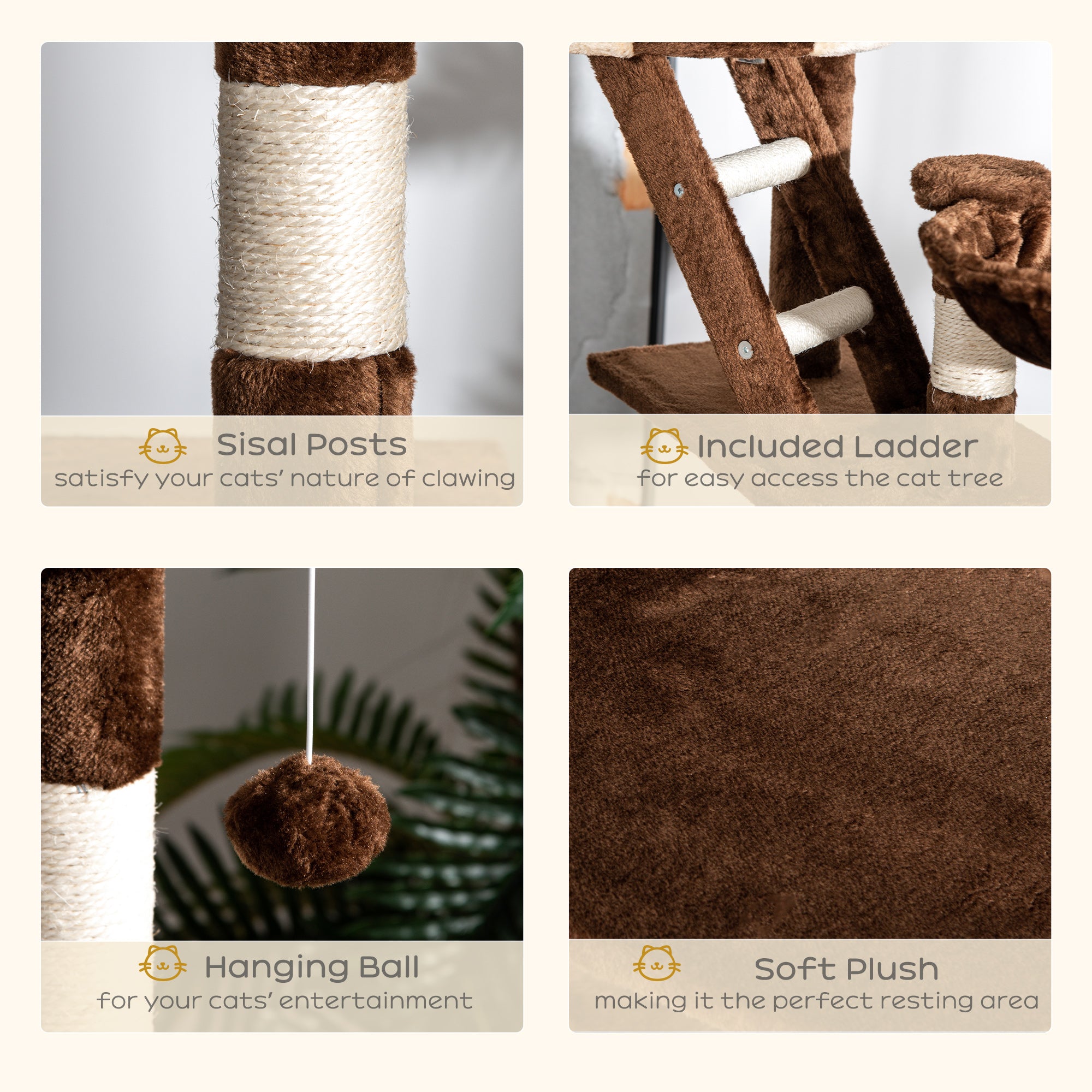 94"-102" Huge Cat Tree Ceiling High Cat Condo Scratching Post Activity Center Multi-Level Play House