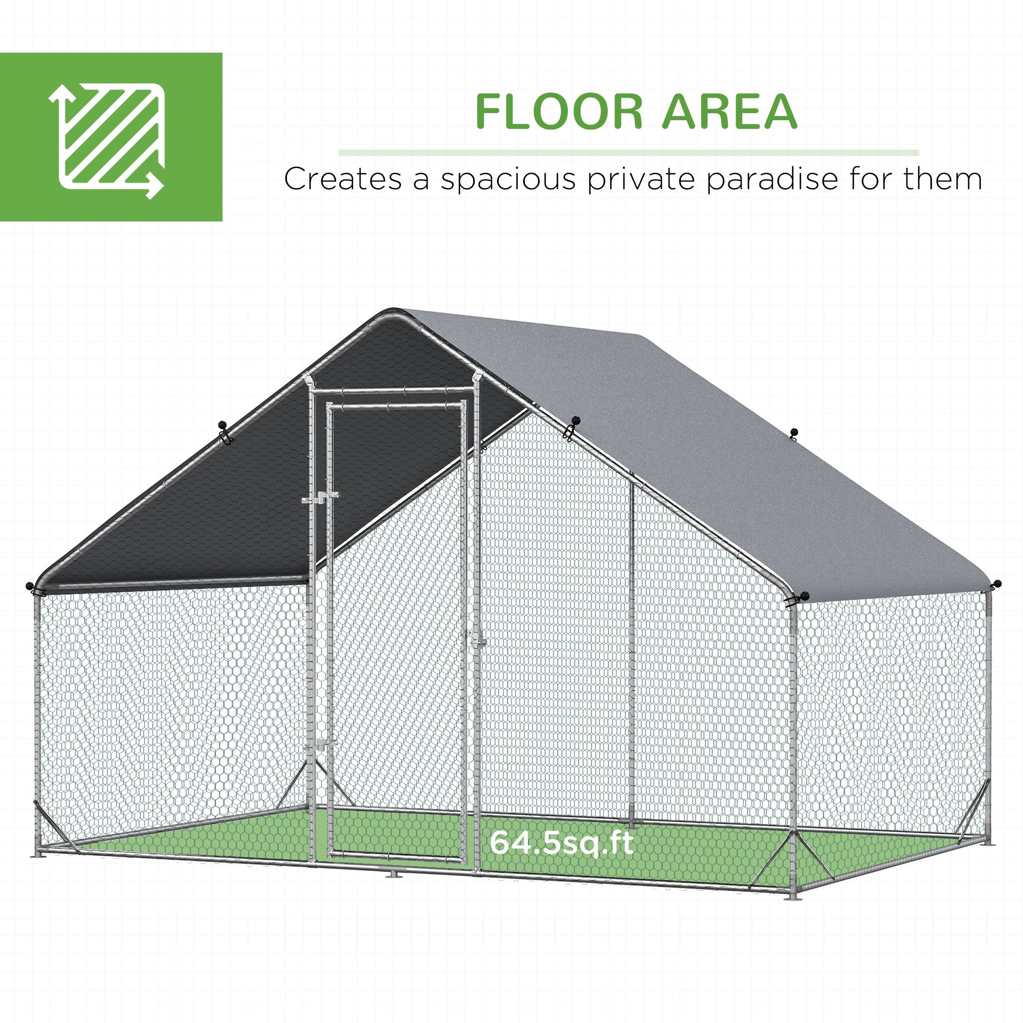 Poulailler-cage de 9.8' x 6.6' x 6.6', parcours extérieur pour poules avec couverture et porte verrouillable