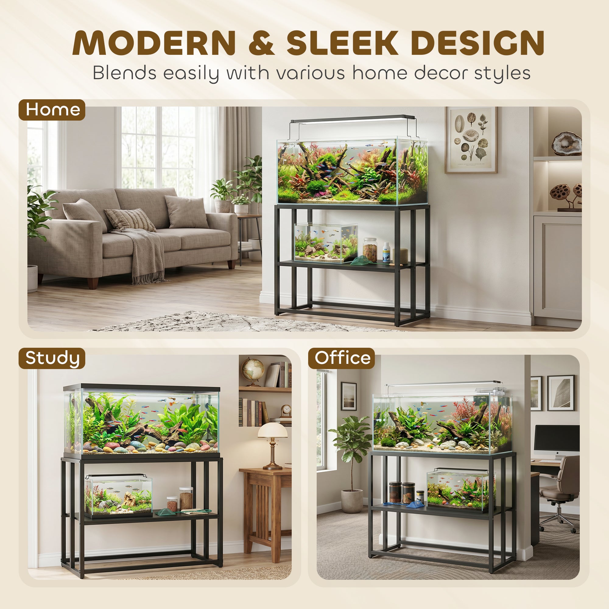 40 Gallon Fish Tank Stand, Heavy Duty Aquarium Stand with Storage Shelf, Adjustable Feet, 36.6" L x 18.5" W x 29.9" H