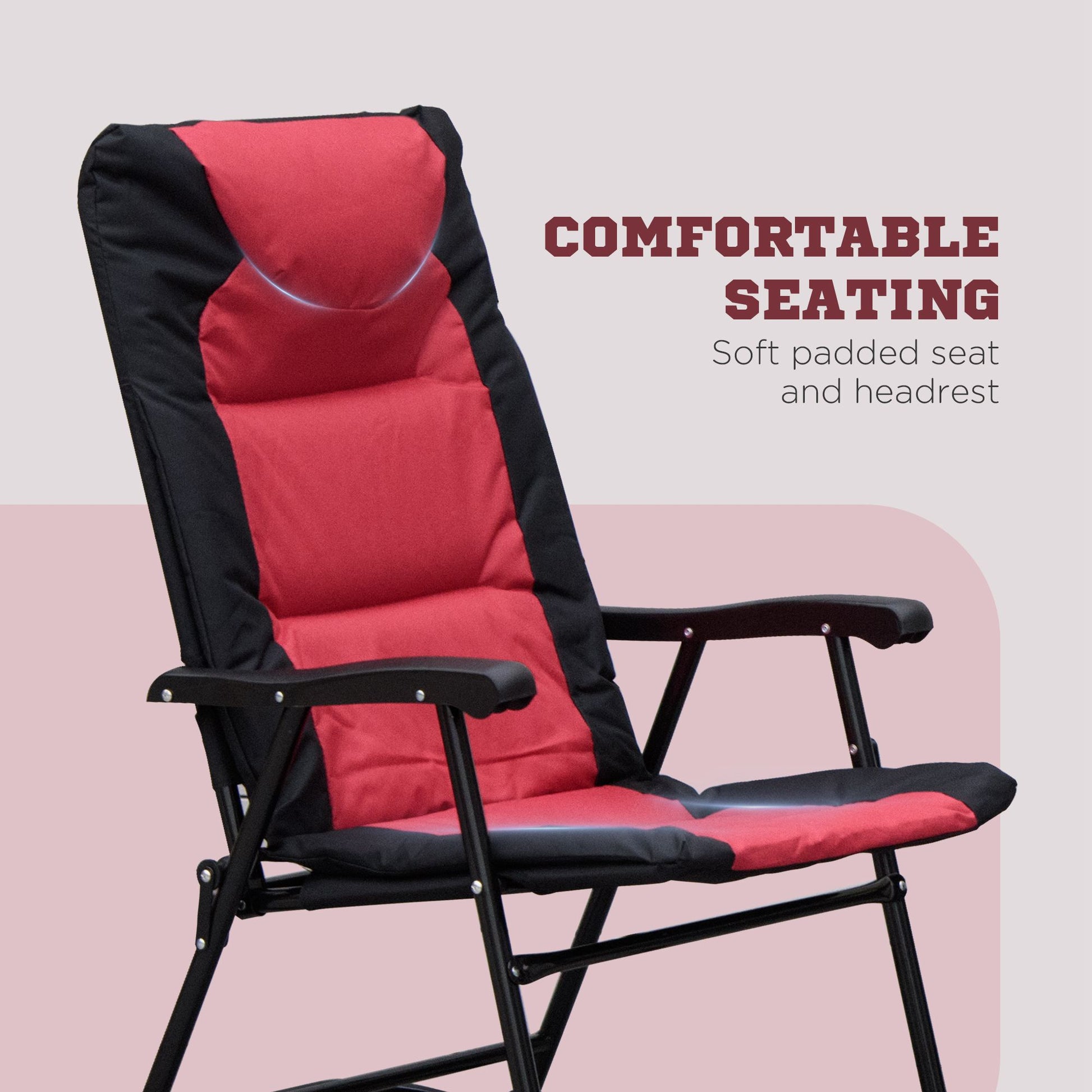 3pc Red Patio Rocking Chair Set & Table - Outdoor Wicker Set w/Padded Seats-DECOROLALA