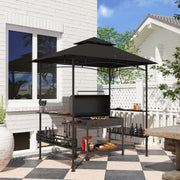 8' x 5' 2-Tier BBQ Gazebo with Shelves - Dark Grey