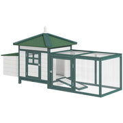 77" Chicken Coop Hen House Rabbit Hutch Poultry Cage Pen Outdoor Backyard with Nesting Box Run Green