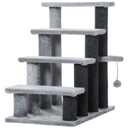 Escalier pour chat pour lit ou canapé, 4 marches, petit arbre à chat pour chats d’intérieur avec griffoirs et balle-jouet, 23.5" x 16" x 25"