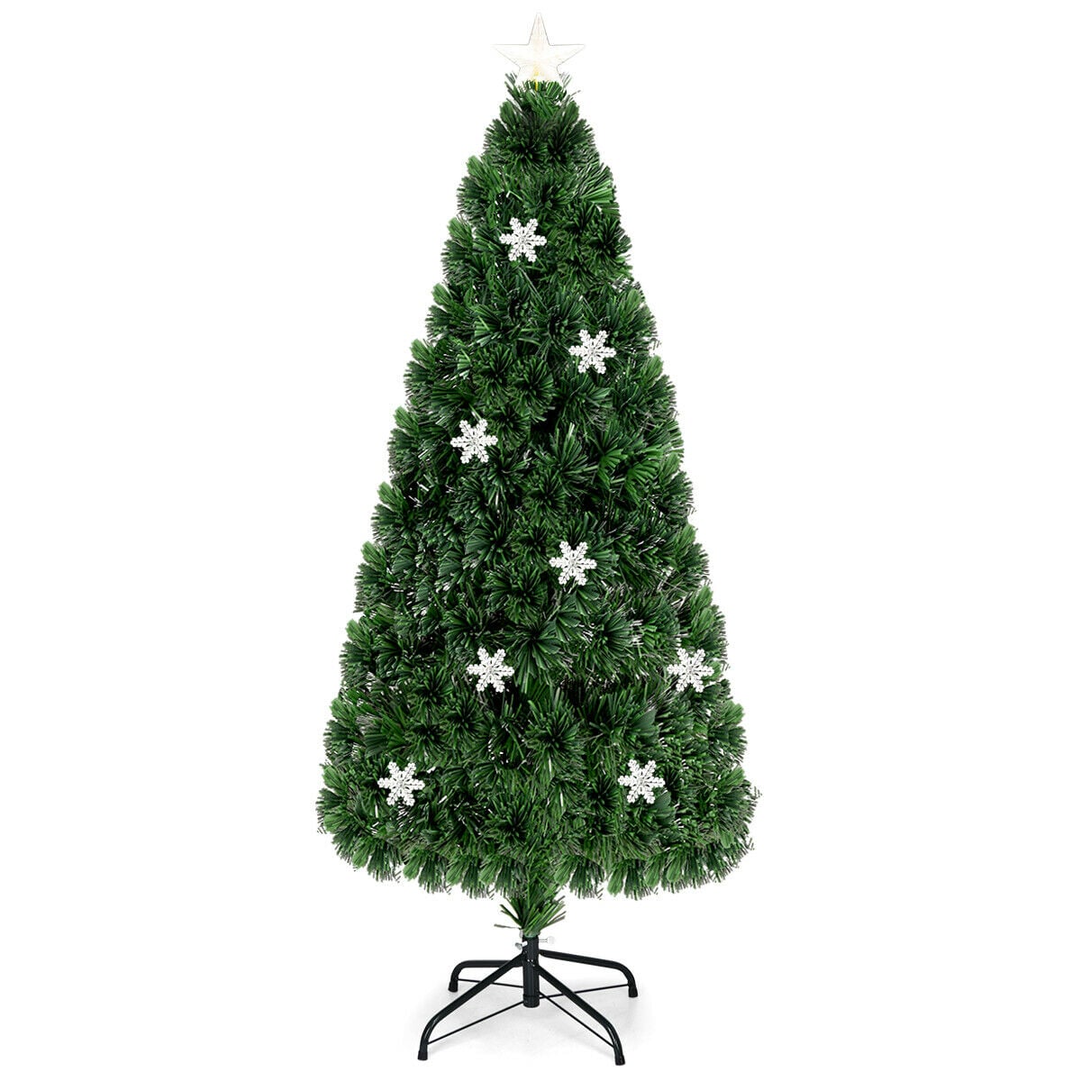 4 / 5 / 6 Feet LED Optic Artificial Christmas Tree with Snowflakes-Christmas Trees-DECOROLALA
