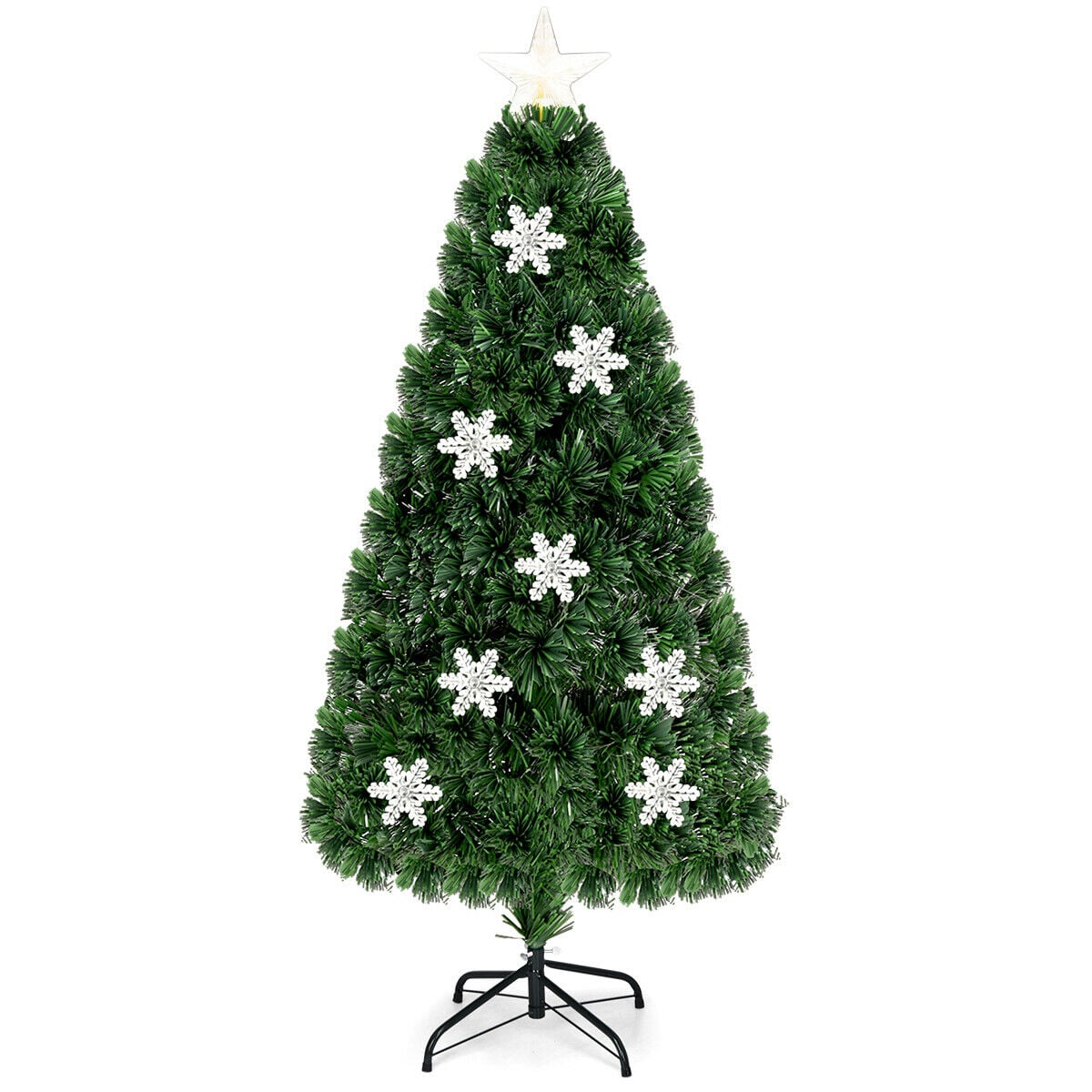 4 / 5 / 6 Feet LED Optic Artificial Christmas Tree with Snowflakes-Christmas Trees-DECOROLALA