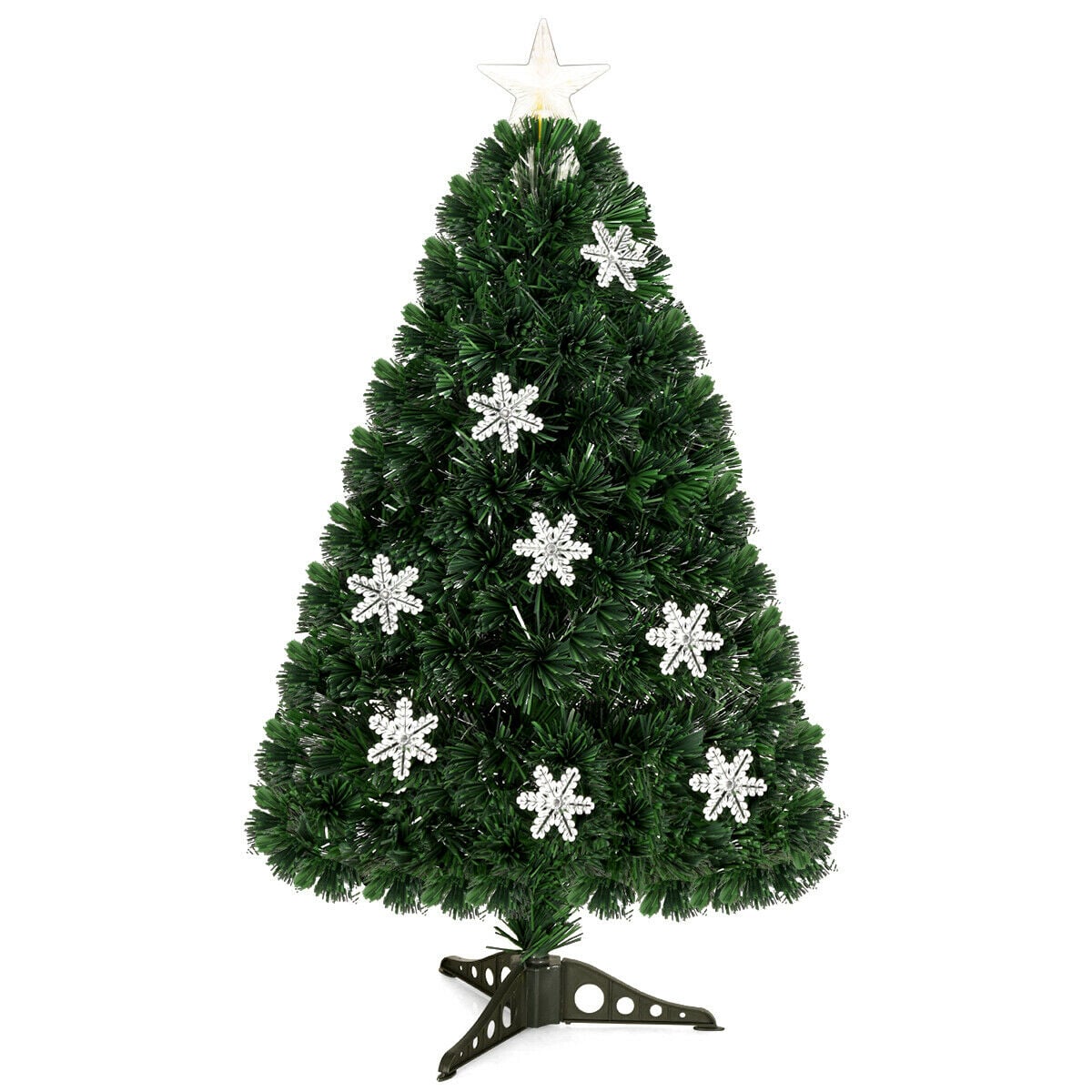 4 / 5 / 6 Feet LED Optic Artificial Christmas Tree with Snowflakes-Christmas Trees-DECOROLALA