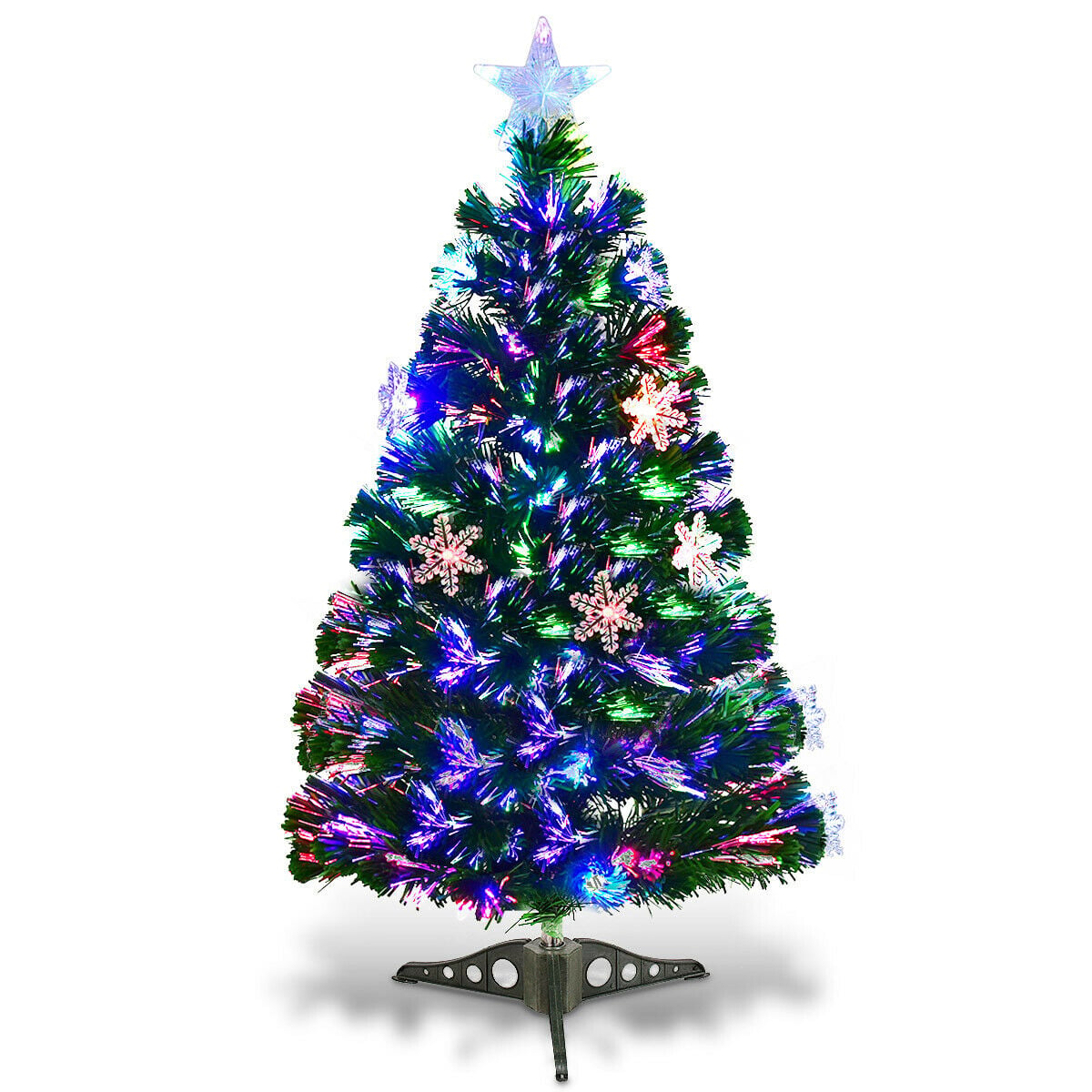 4 / 5 / 6 Feet LED Optic Artificial Christmas Tree with Snowflakes-Christmas Trees-DECOROLALA