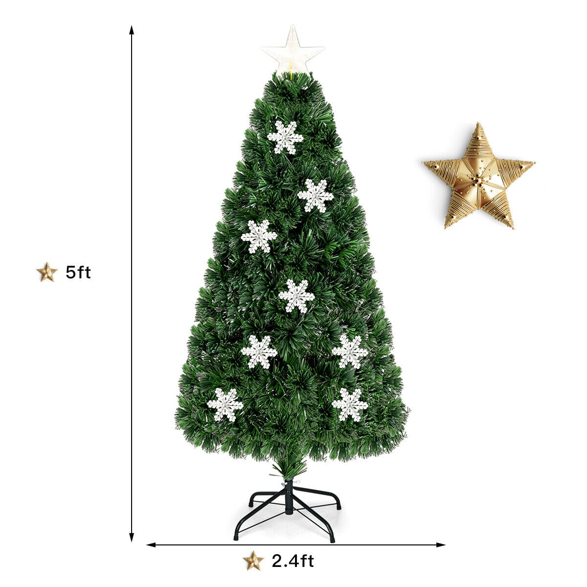 4 / 5 / 6 Feet LED Optic Artificial Christmas Tree with Snowflakes-Christmas Trees-DECOROLALA