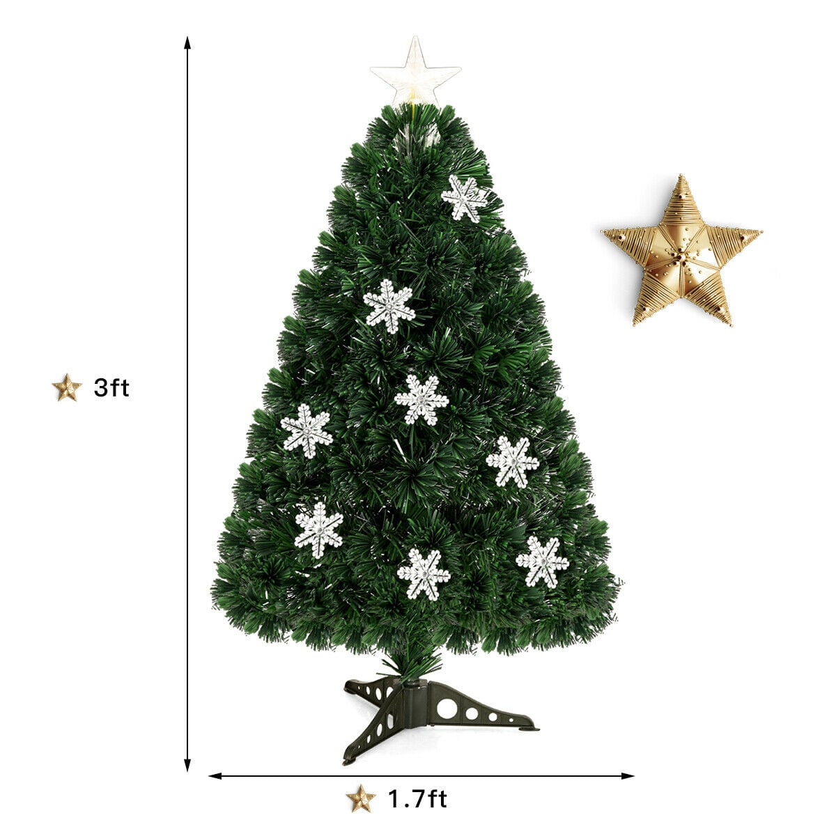 4 / 5 / 6 Feet LED Optic Artificial Christmas Tree with Snowflakes-Christmas Trees-DECOROLALA