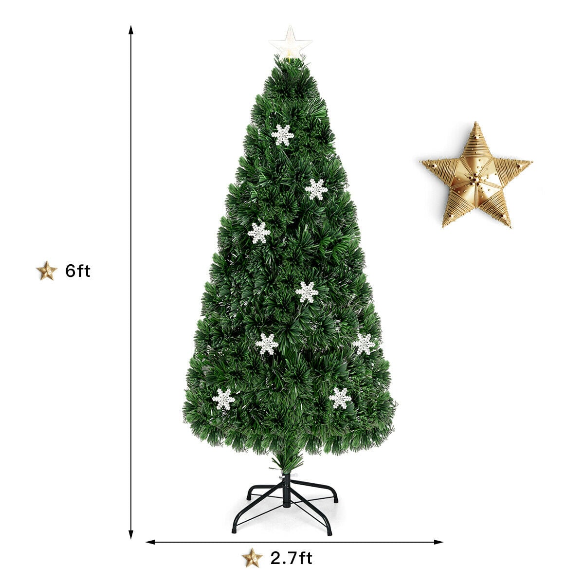 4 / 5 / 6 Feet LED Optic Artificial Christmas Tree with Snowflakes-Christmas Trees-DECOROLALA