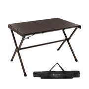 4-6 Person Portable Aluminum Camping Table with Carrying Bag-Brown-Camping Furniture-DECOROLALA