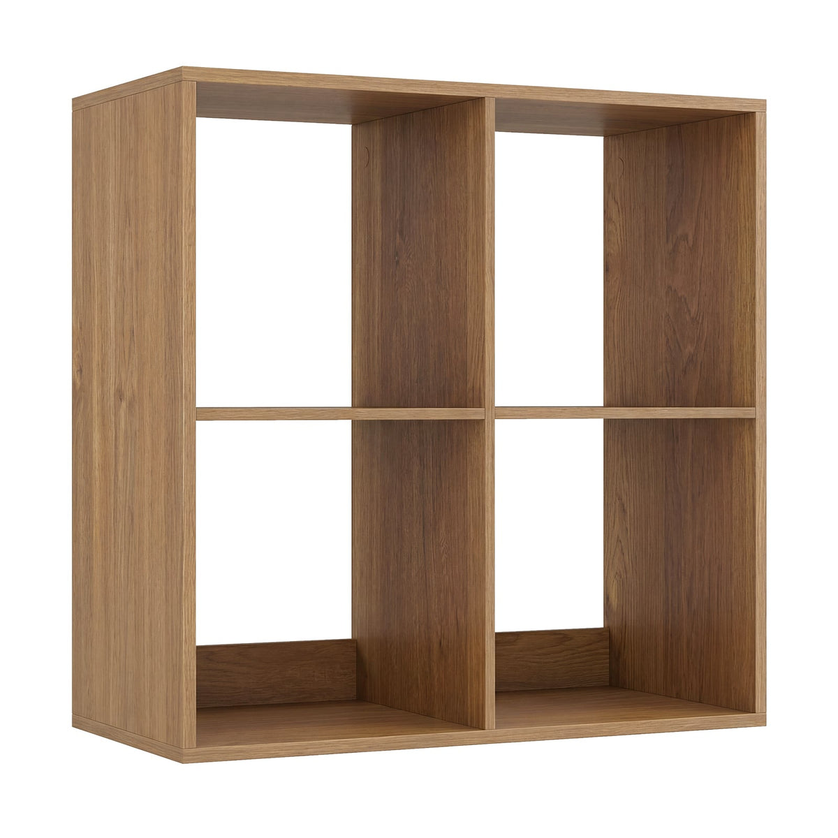 4 Cube Bookshelf with Back Guardrail for Living Room Bedroom-Natural-Bookcases-DECOROLALA