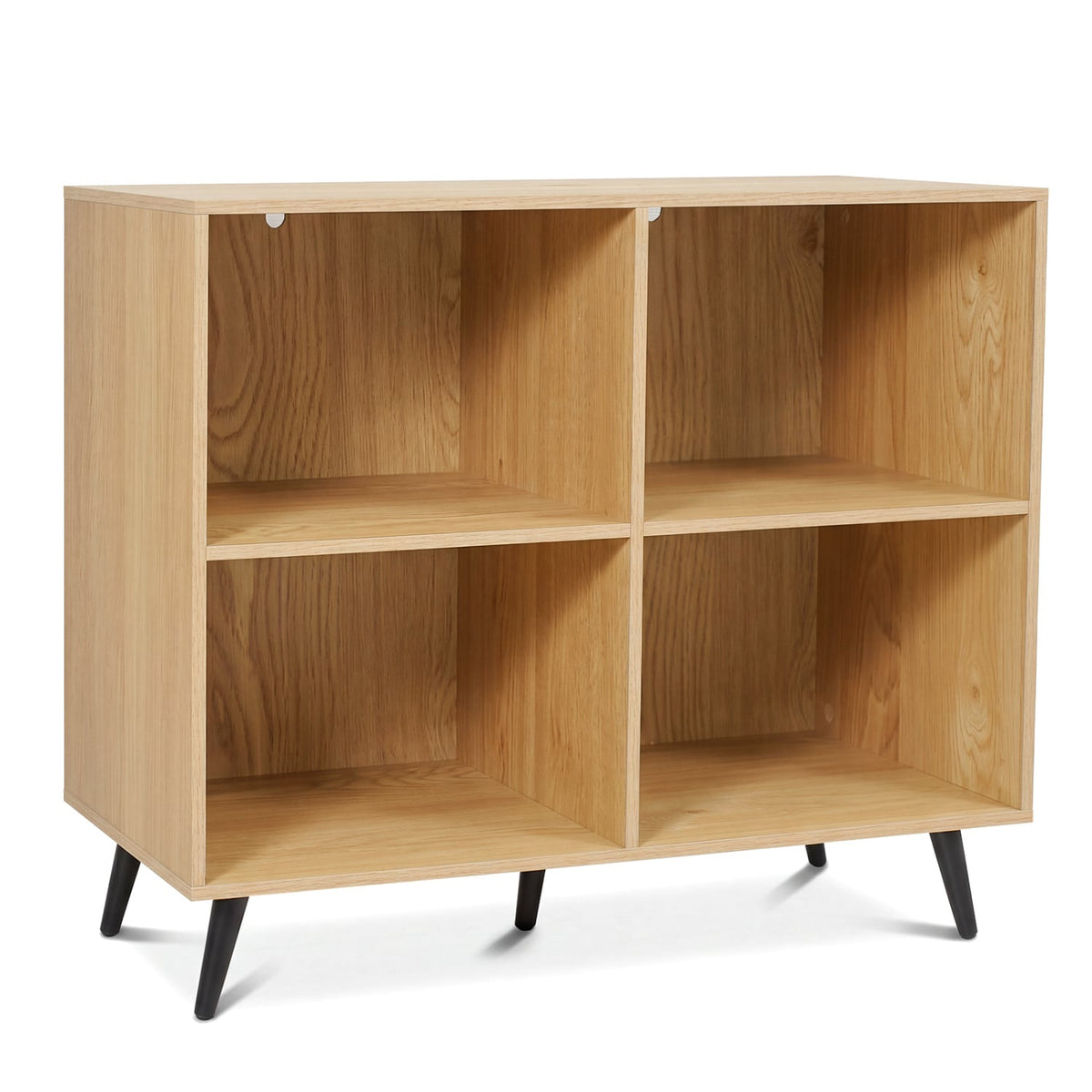 4-Cube Wooden Bookshelf Bookcase with 5 Metal Legs for Home-Natural-Bookcases-DECOROLALA
