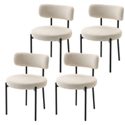 4 Dining Chairs Modern Beige Fleece Upholstery Steel-DECOROLALA