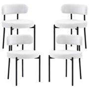 4 Dining Chairs - Modern Cream Fleece Upholstery Steel Legs-DECOROLALA