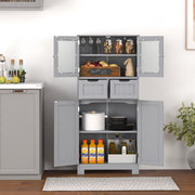 4-Door Freestanding Bathroom Cabinet with 2 Drawers - White-Floor Cabinets-DECOROLALA