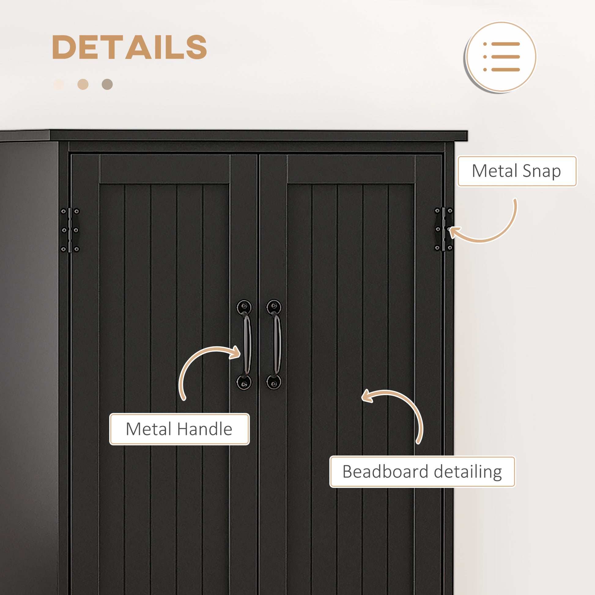4-Door Pantry Storage Cabinet - 48" Black MDF-Home Furnishings > Storage & Organization > Kitchen Pantry Cabinets-DECOROLALA
