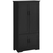 4-Door Pantry Storage Cabinet - 48" Black MDF-Home Furnishings > Storage & Organization > Kitchen Pantry Cabinets-DECOROLALA