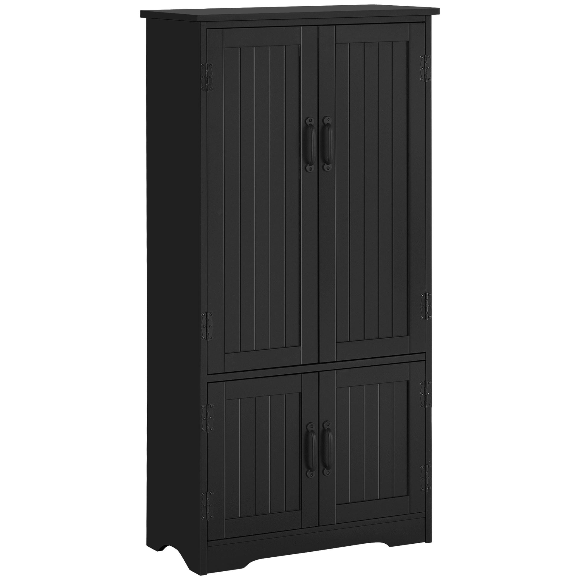 4-Door Pantry Storage Cabinet - 48" Black MDF-Home Furnishings > Storage & Organization > Kitchen Pantry Cabinets-DECOROLALA