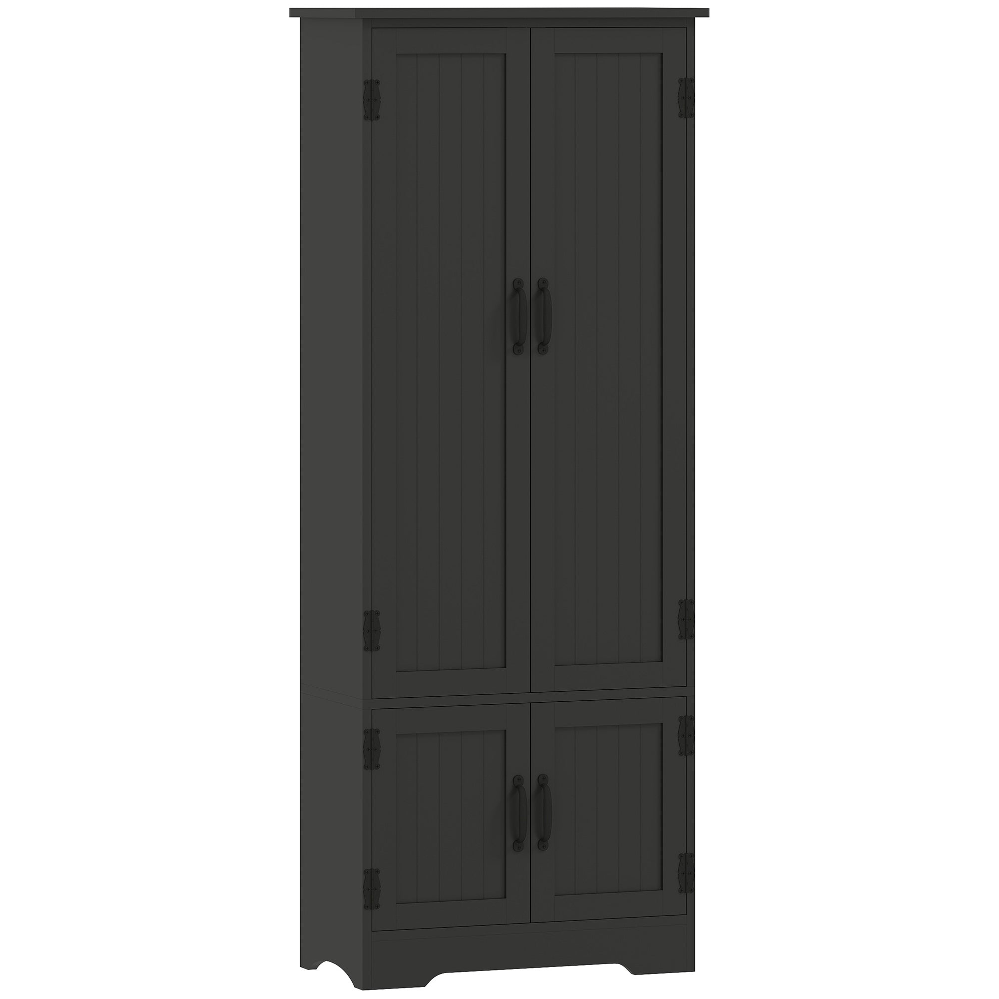 4-Door Storage Cabinet 60" Black Adjustable Shelves-DECOROLALA