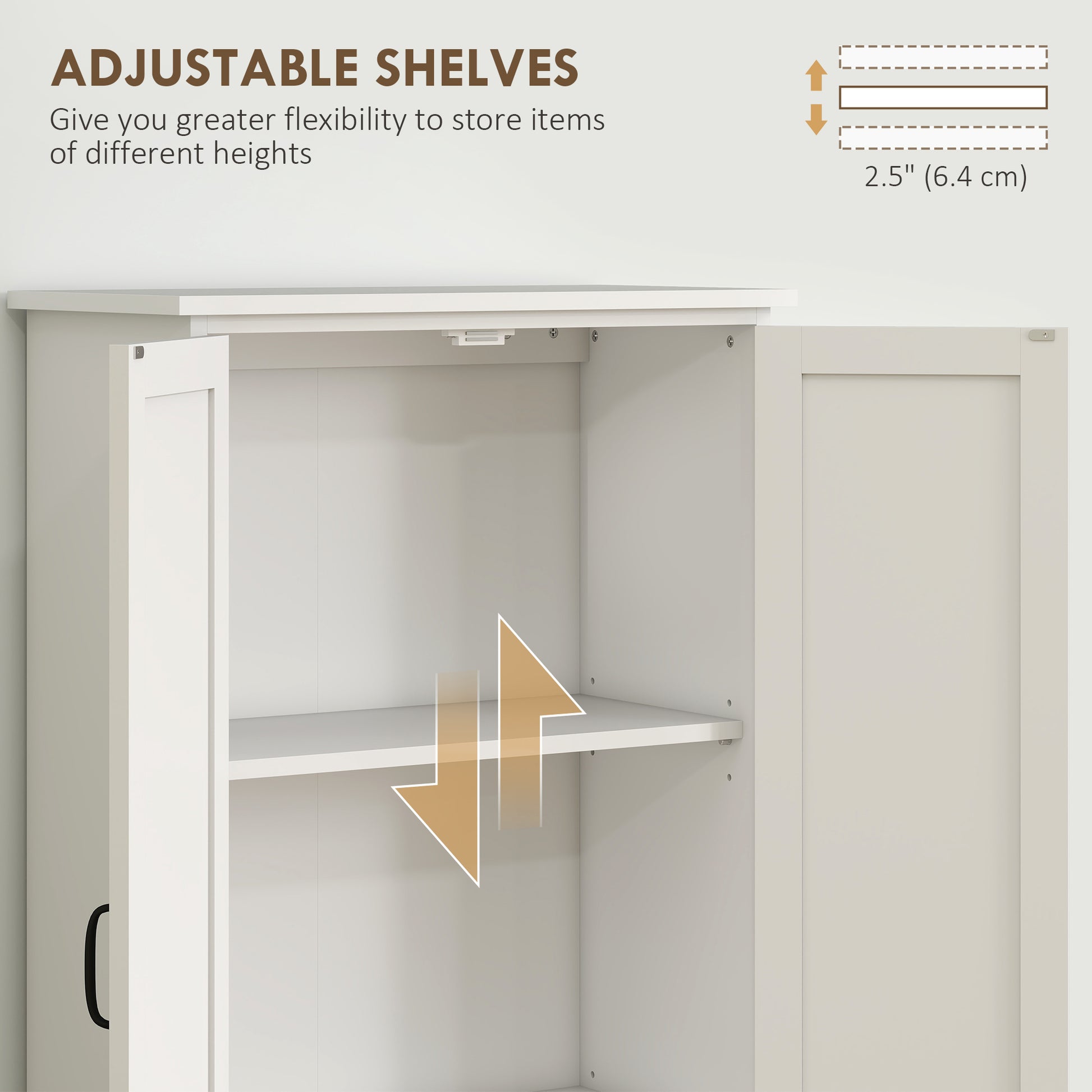 4-Door Storage Cabinet 60" White Adjustable Shelves-DECOROLALA