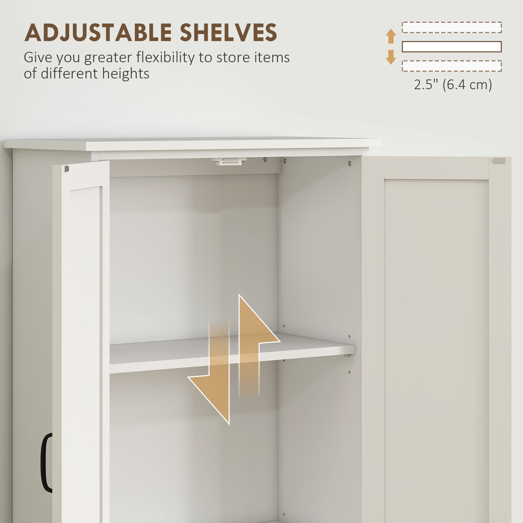 4-Door Storage Cabinet 60" White Adjustable Shelves-DECOROLALA