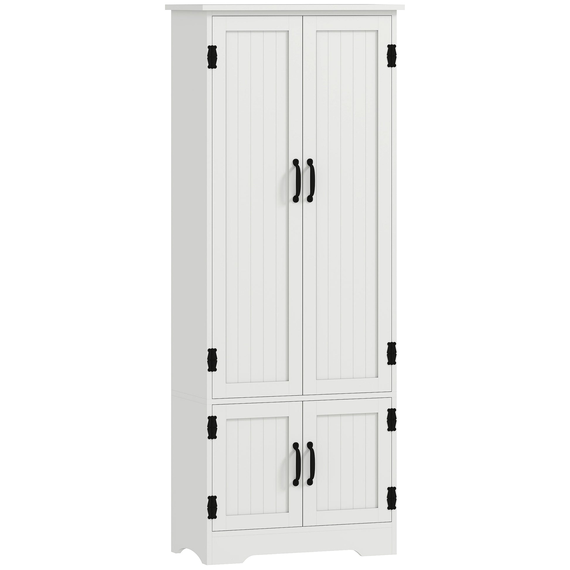 4-Door Storage Cabinet 60" White Adjustable Shelves-DECOROLALA