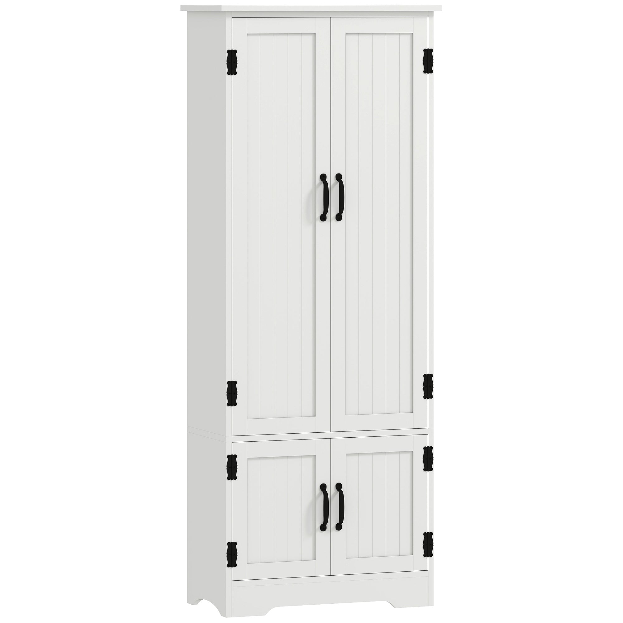 4-Door Storage Cabinet 60" White Adjustable Shelves-DECOROLALA