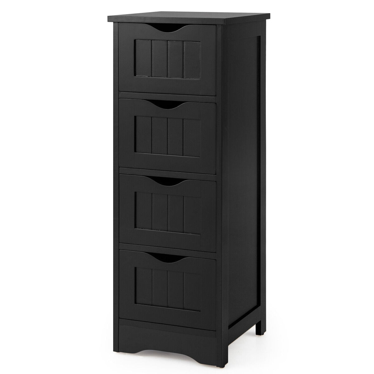 4-Drawer Bathroom Floor Cabinet - Black 12" x 12" x 32.5"-Floor Cabinets-DECOROLALA