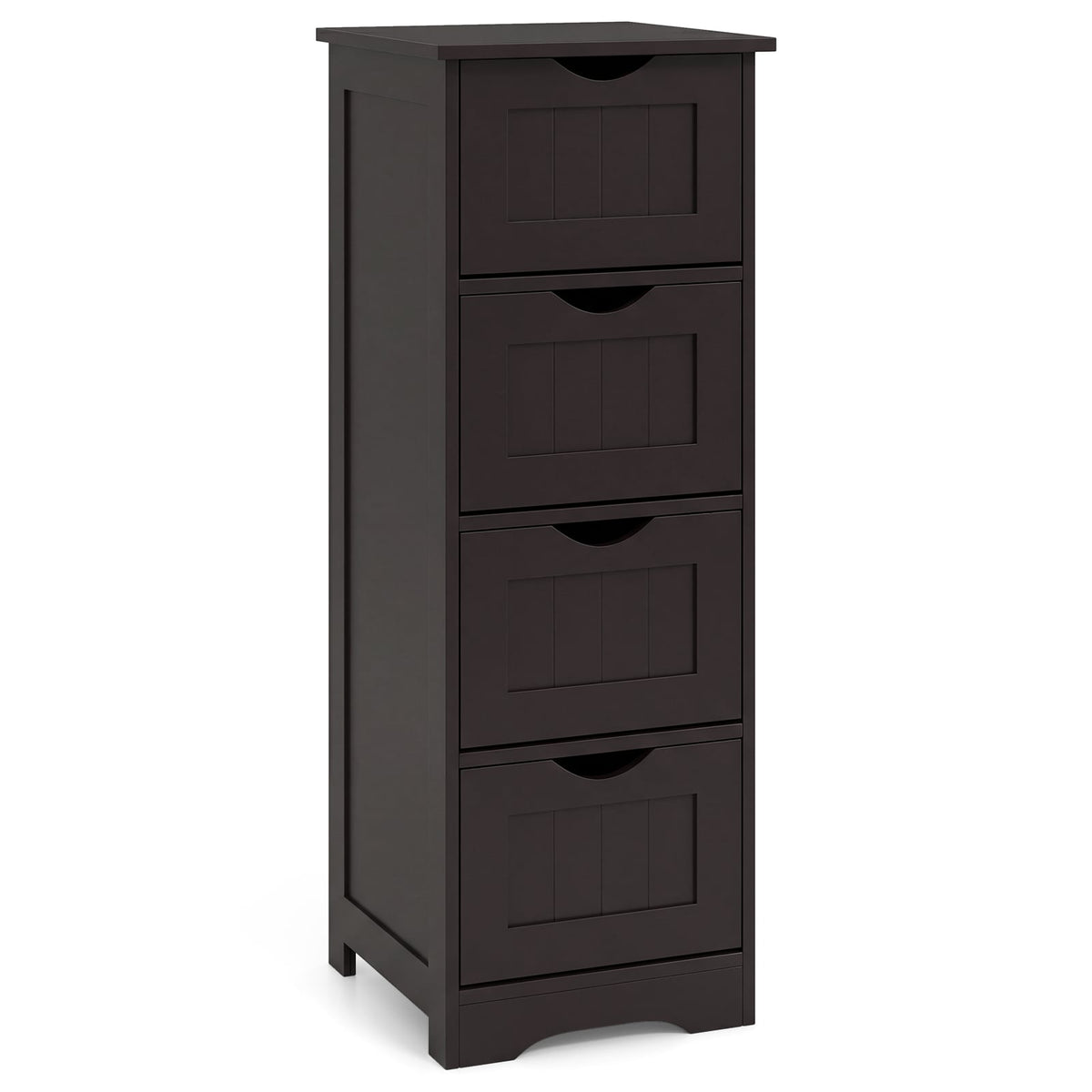 4-Drawer Bathroom Floor Cabinet - Dark Brown 12"x12"x32.5"-Bathroom Floor Cabinets-DECOROLALA
