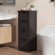 4-Drawer Bathroom Floor Cabinet - Dark Brown 12"x12"x32.5"-Floor Cabinets-DECOROLALA