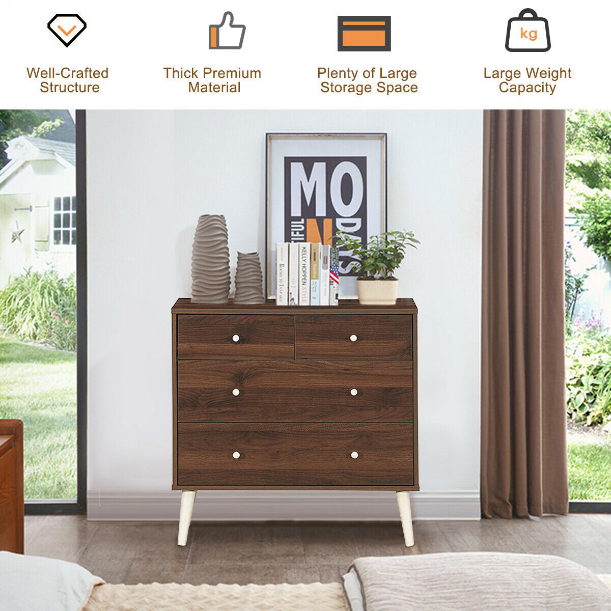 4-Drawer Dresser - Brown (min order qty 2)-Dressers & Chests-DECOROLALA