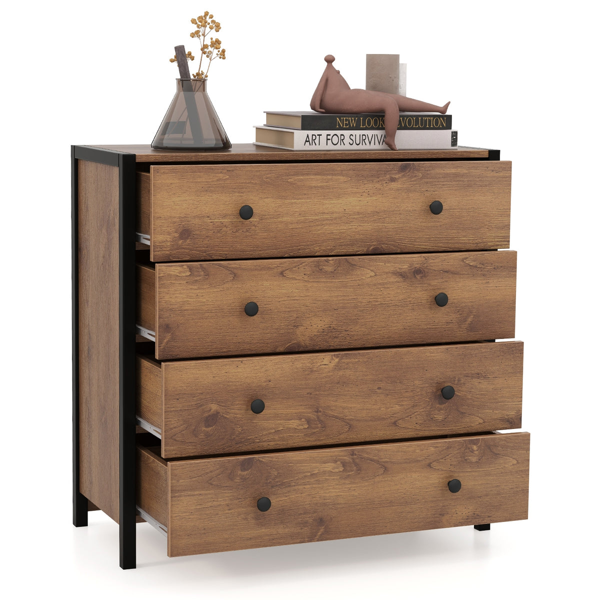 4-Drawer Dresser - Oak Wooden Chest (min order qty 2)-Dressers & Chests-DECOROLALA