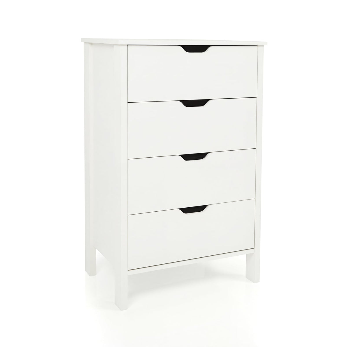 4-Drawer Dresser Wooden Nightstand with Anti-Tipping Kits-White-Dressers & Chests-DECOROLALA