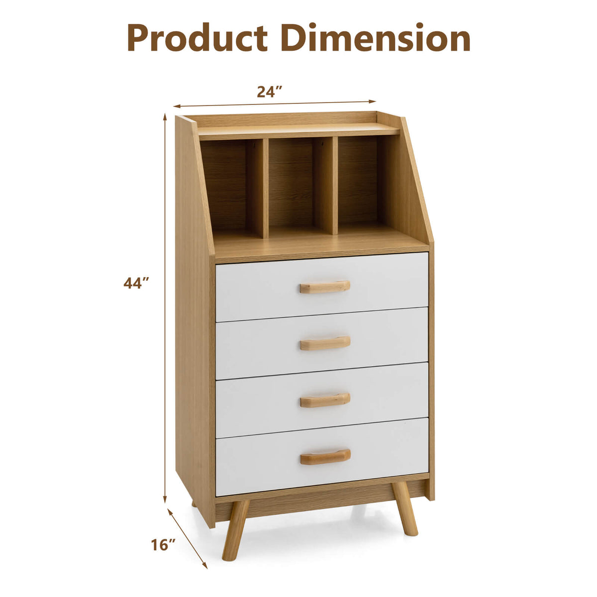 4-Drawer Dresser with 2 Anti-Tipping Kits - Natural (min order qty 2)-Dressers & Chests-DECOROLALA