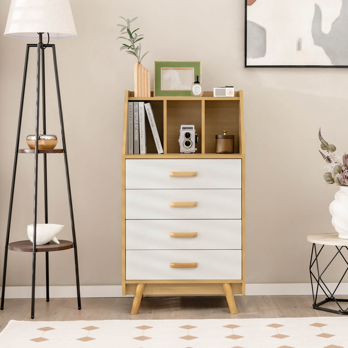 4-Drawer Dresser with 2 Anti-Tipping Kits - Natural (min order qty 2)-Dressers & Chests-DECOROLALA