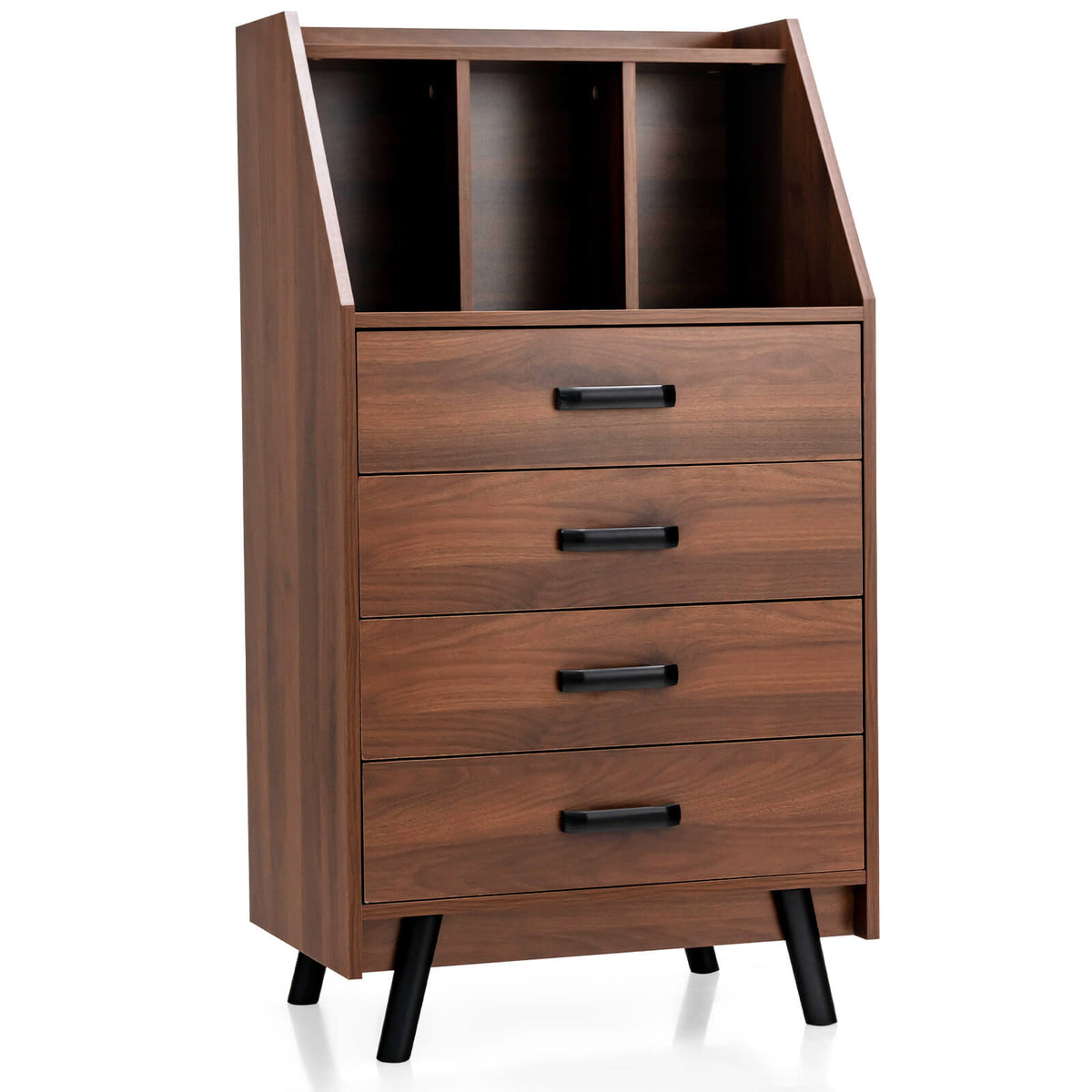 4-Drawer Dresser with Anti-Tipping Kits - Walnut (min order qty 2)-Dressers & Chests-DECOROLALA