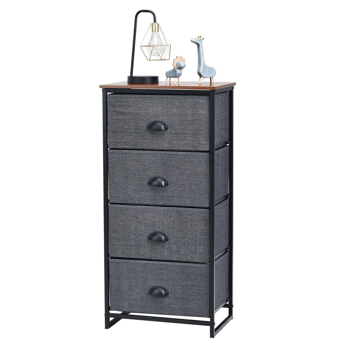 4-Drawer Fabric Chest - Black (min order qty 2)-Dressers & Chests-DECOROLALA